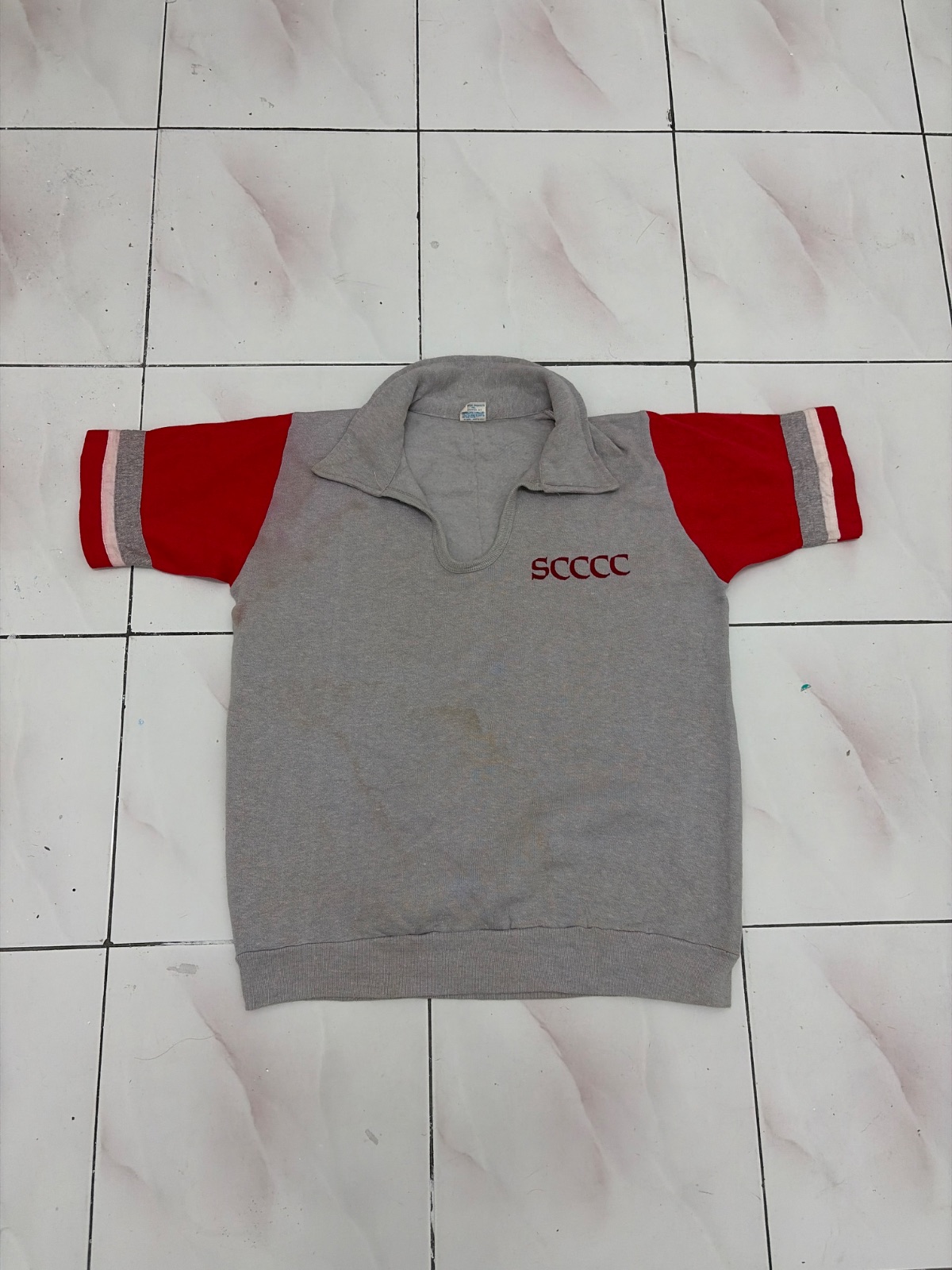 Vintage 1960s Champion Running Man SCCC Short Sleeve Sweatshirt USA Large