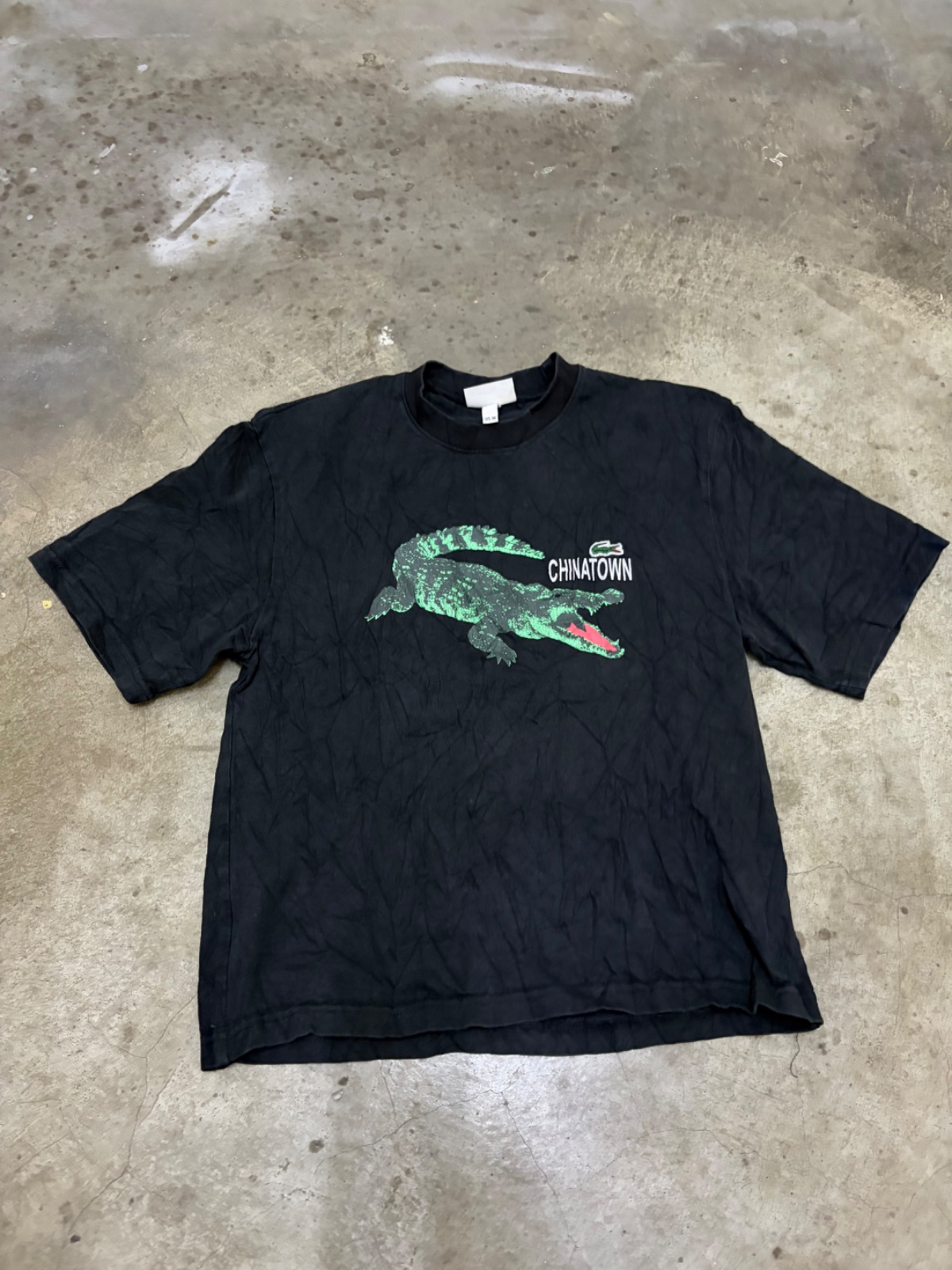 Lacoste Chinatown Crocodile Oversized Graphic T-Shirt Black Size M