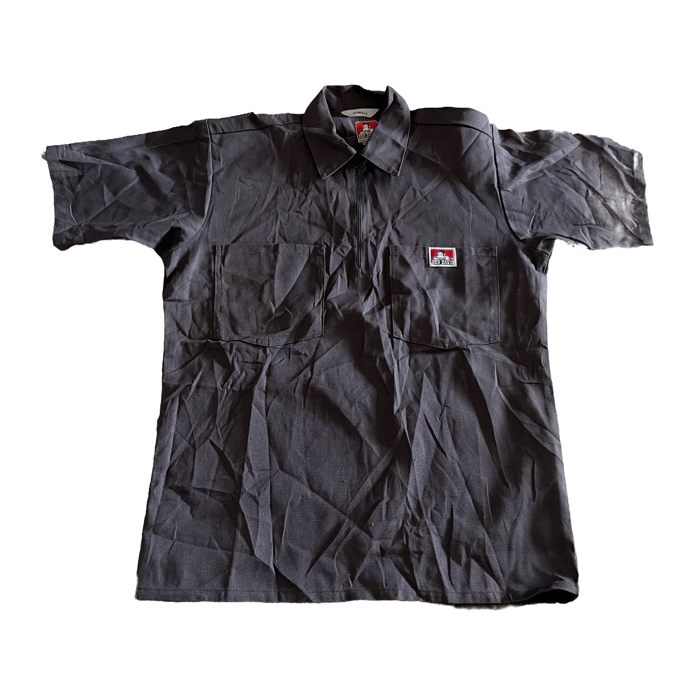 Ben Davis Half Zip Work Shirt Grey | Vintage Workwear | Pit 20” — gambar 2