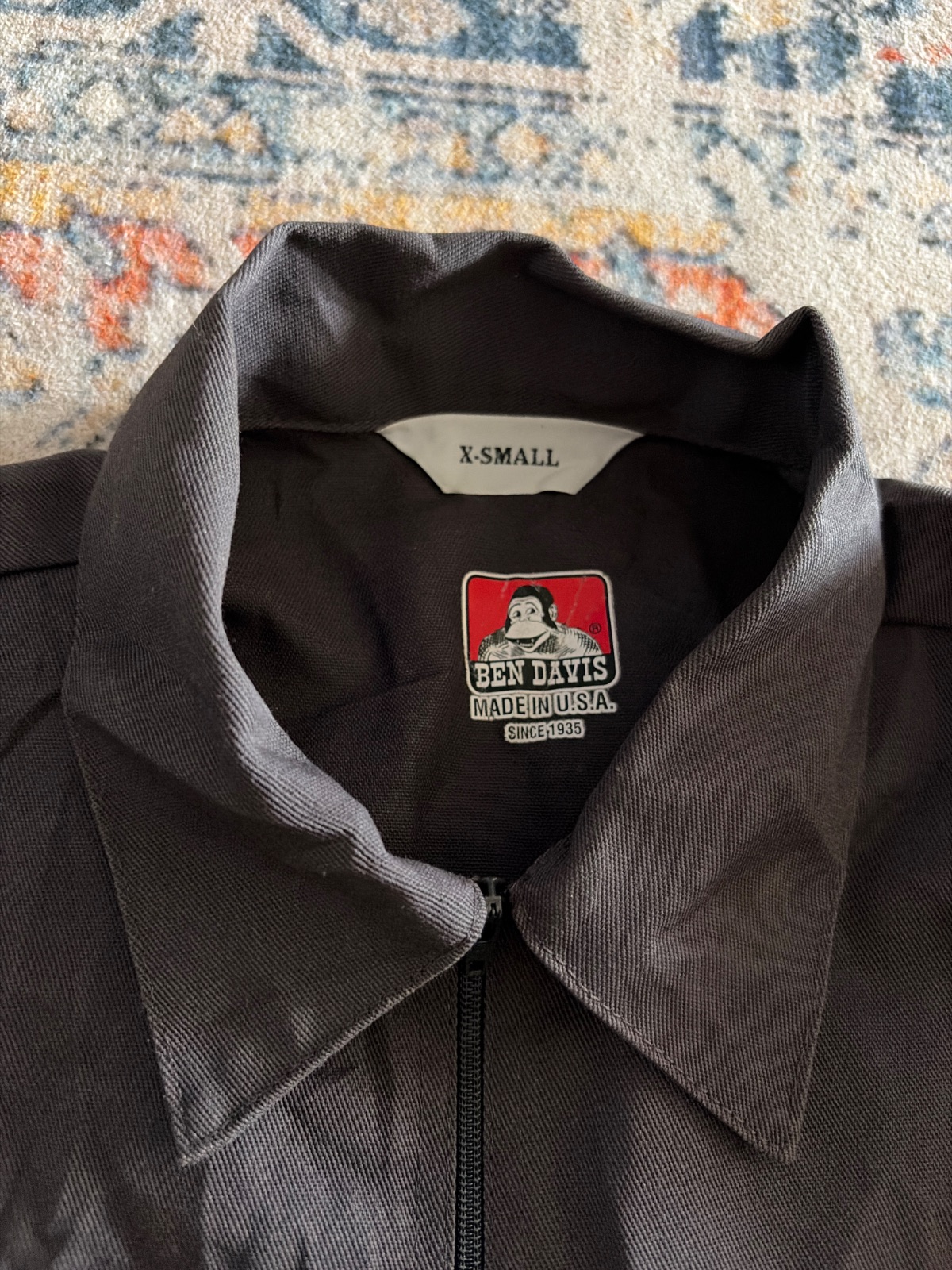 Ben Davis Half Zip Work Shirt Grey | Vintage Workwear | Pit 20” — gambar 4