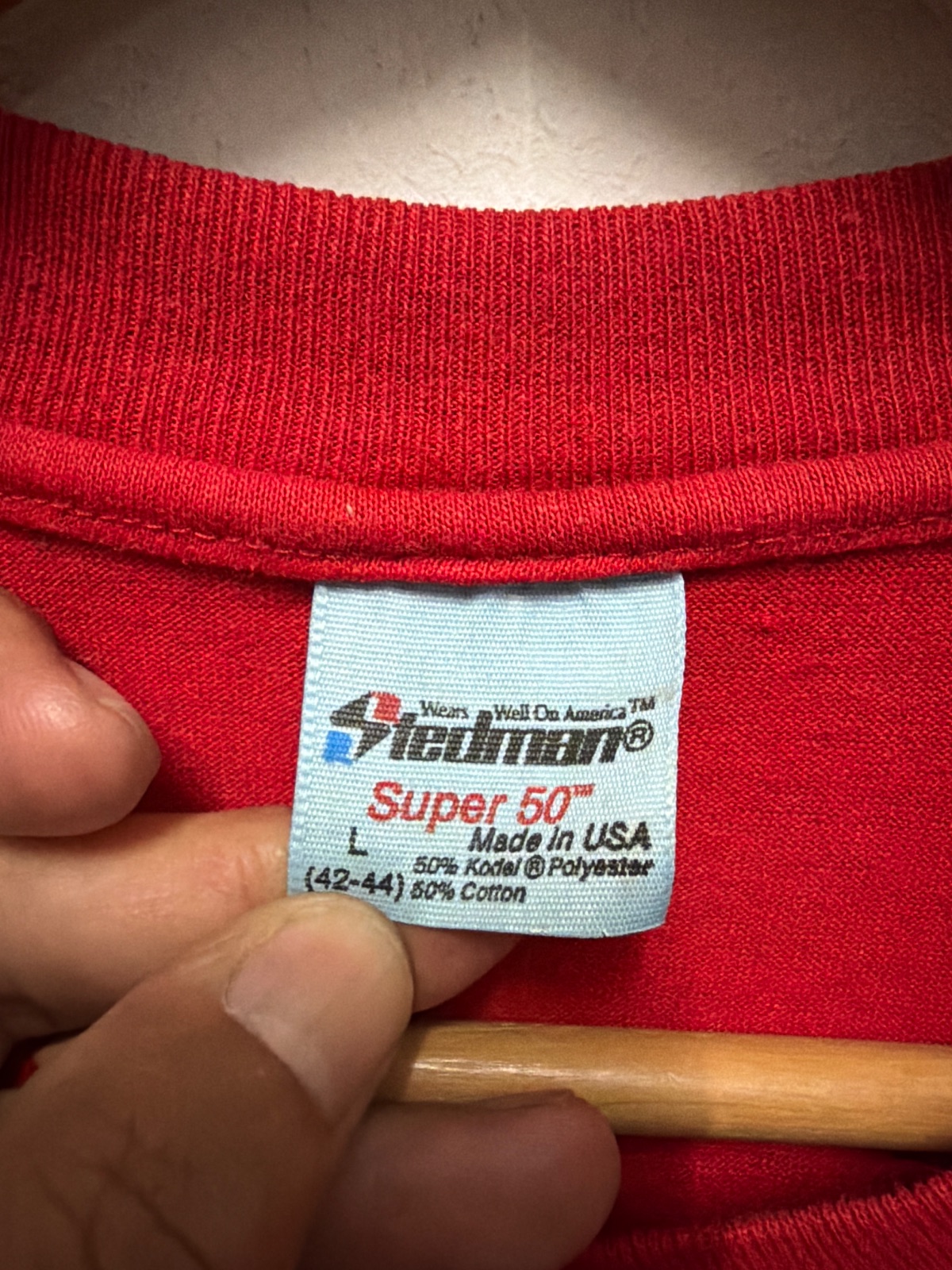 Vintage 80s Stedman Tualatin Red T-Shirt L USA — gambar 2