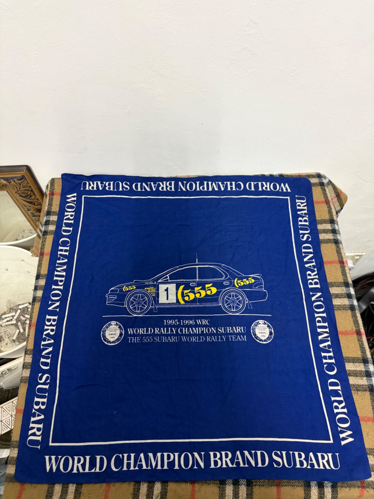 Vintage Subaru 555 World Rally Champion 1995–1996 WRC Bandana 19×20 Inch — gambar 2