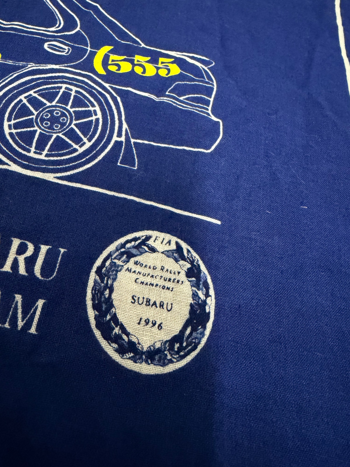 Vintage Subaru 555 World Rally Champion 1995–1996 WRC Bandana 19×20 Inch — gambar 3