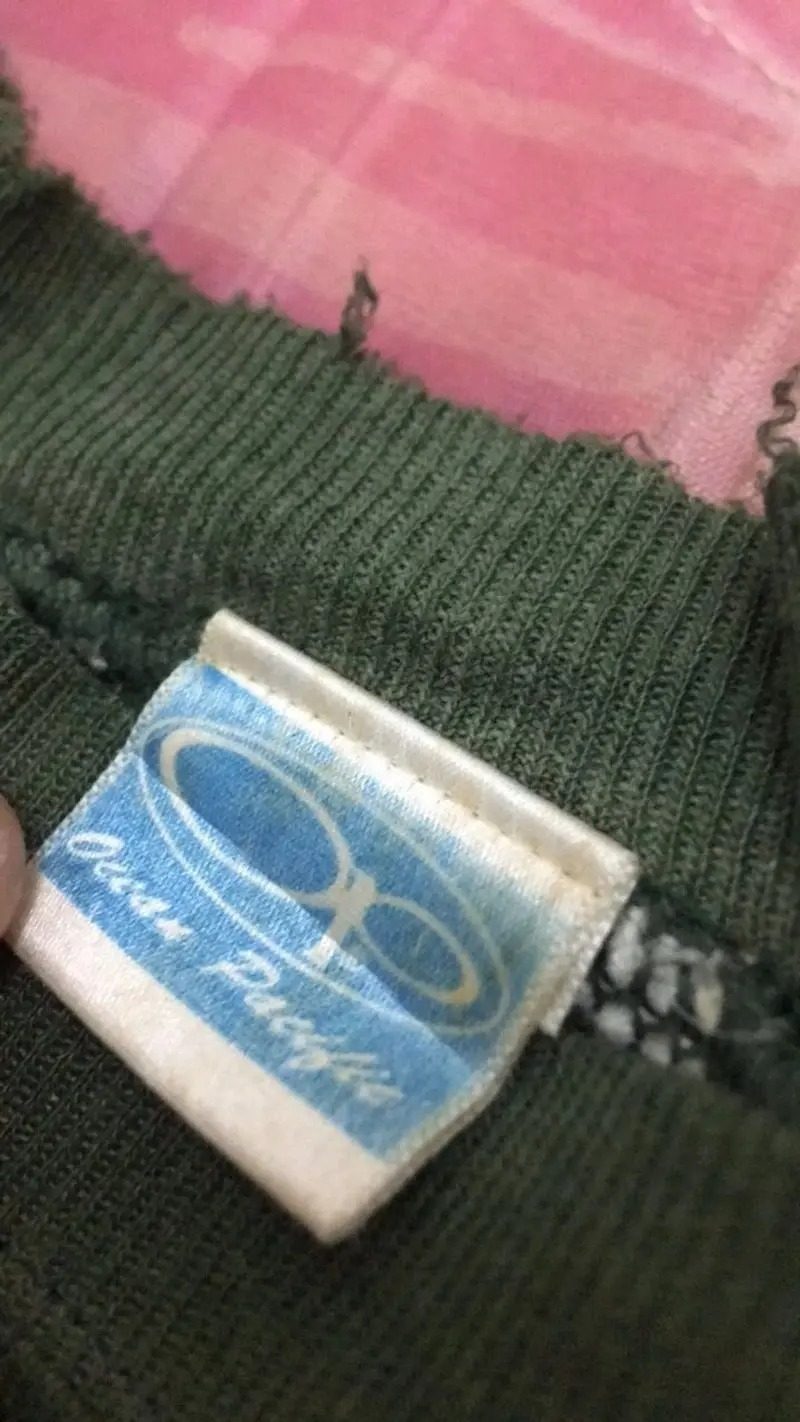 RARE Ocean Pacific Vintage Sweatshirt Green Vintage Surfboard 80s Large — gambar 5