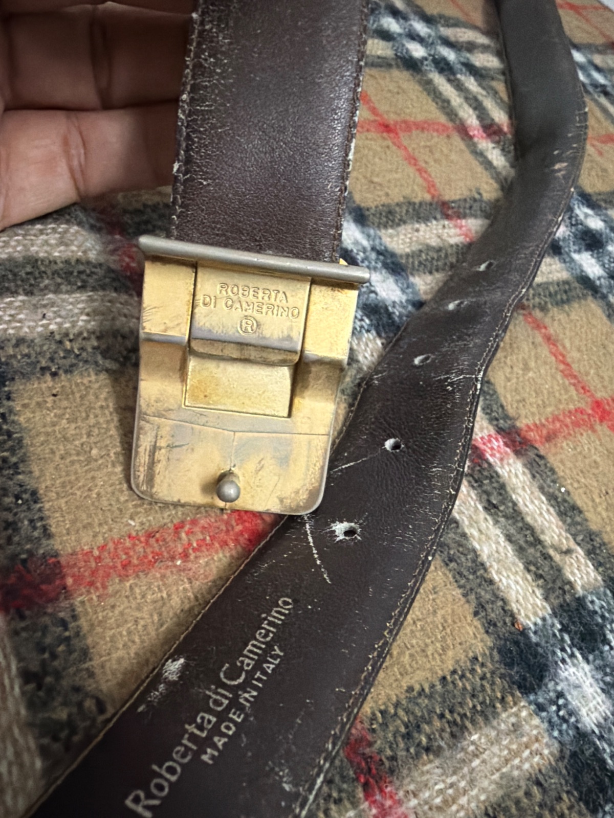 Vintage Roberta Di Camerino Leather Belt Italy — gambar 2