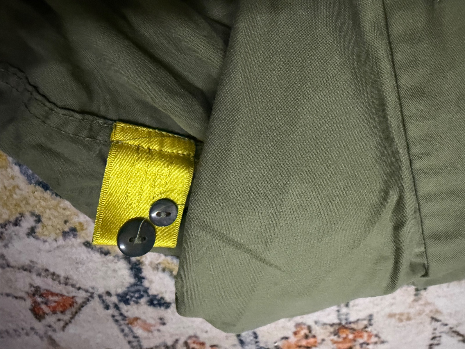 Vintage Camel Utility Military Long Sleeve Shirt Olive Green Embroidery — gambar 5