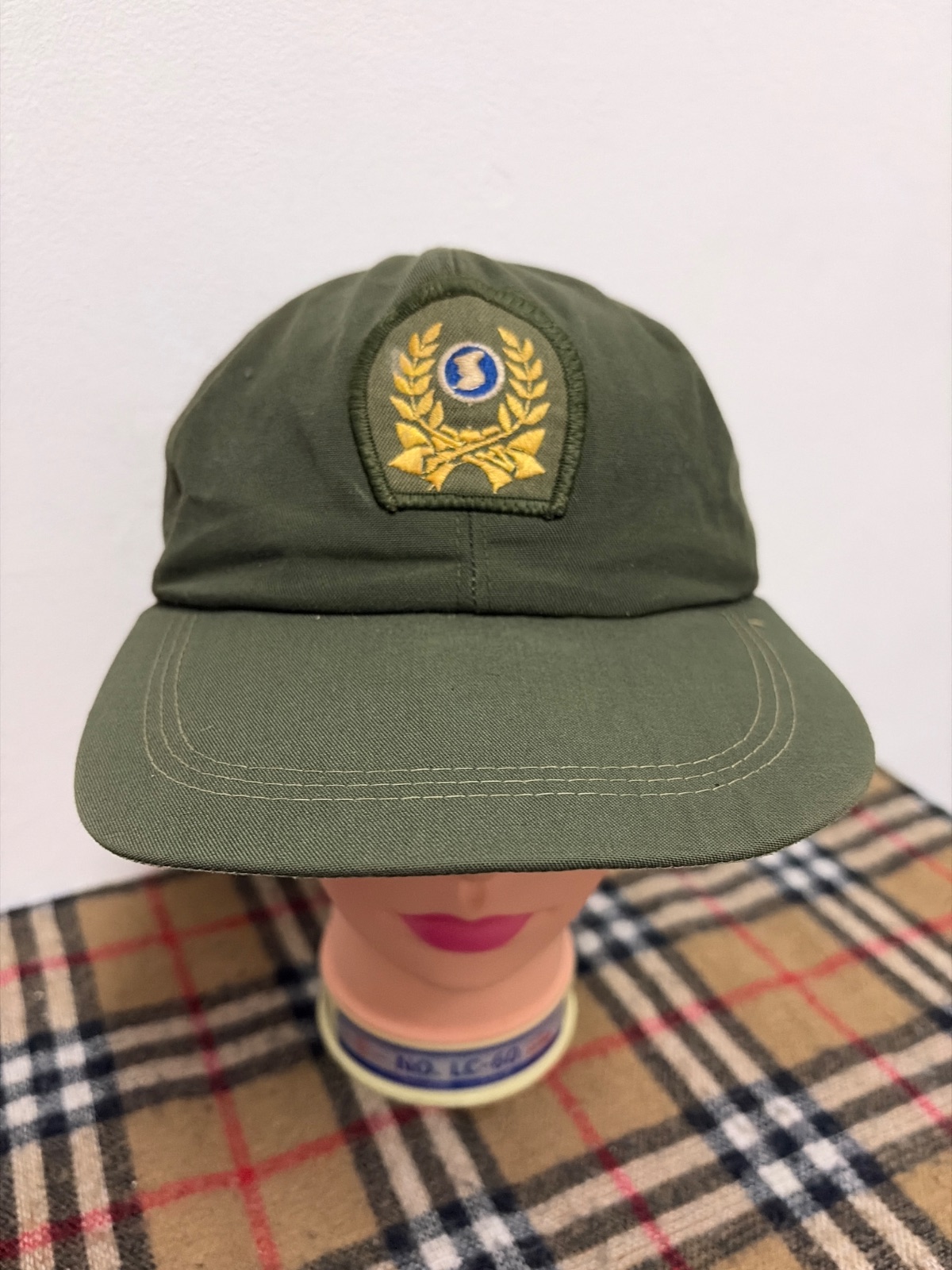 Vintage South Korean ROK Reserve Forces Military Field Cap Olive Green Embroidered Insignia
