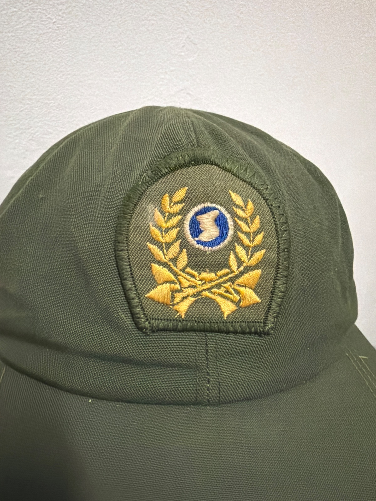 Vintage South Korean ROK Reserve Forces Military Field Cap Olive Green Embroidered Insignia — gambar 2