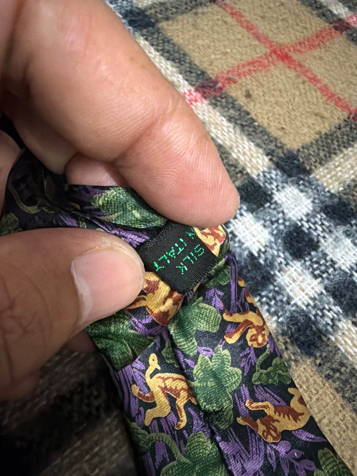 Vintage Bottega Veneta 100% Silk Necktie Monkey Jungle Floral Pattern Made in Italy — gambar 3
