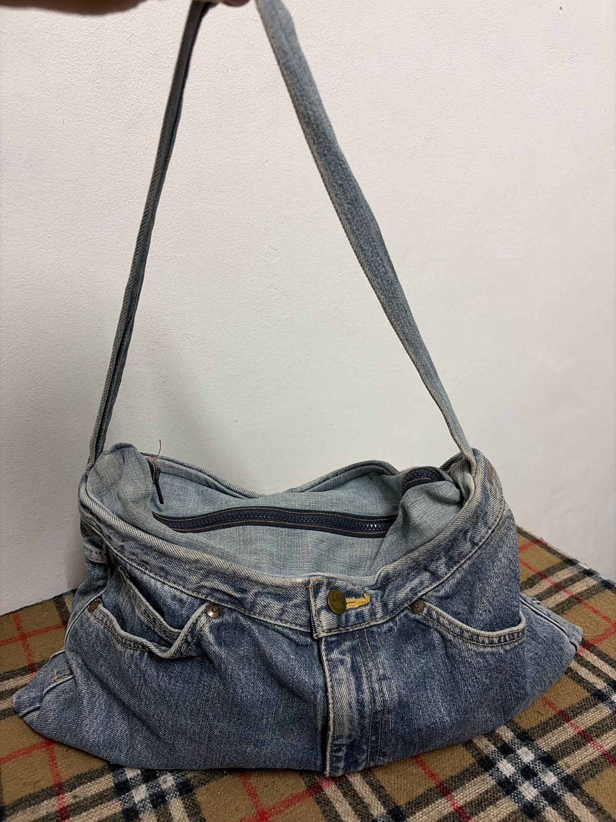 Upcycled Lee Riders Denim Jeans Shoulder Bag Vintage Handmade