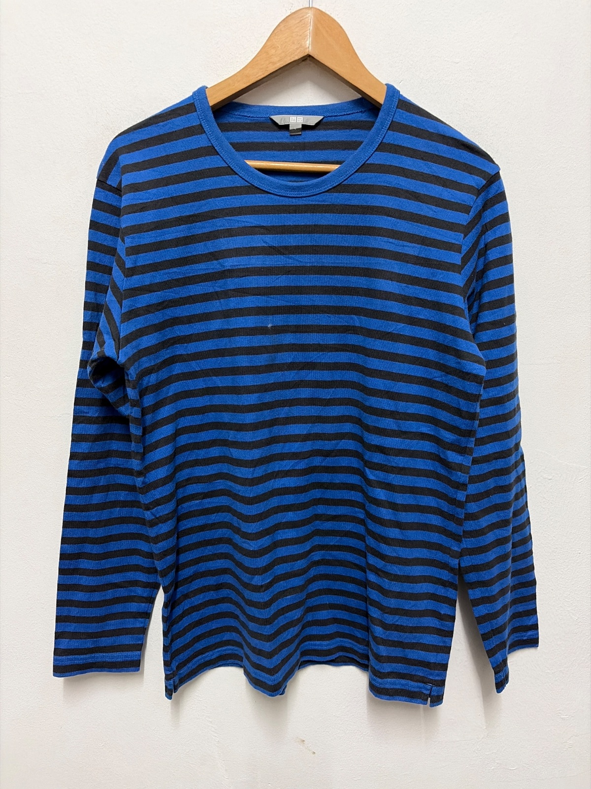 Uniqlo Blue and Black Striped Long Sleeve T-Shirt