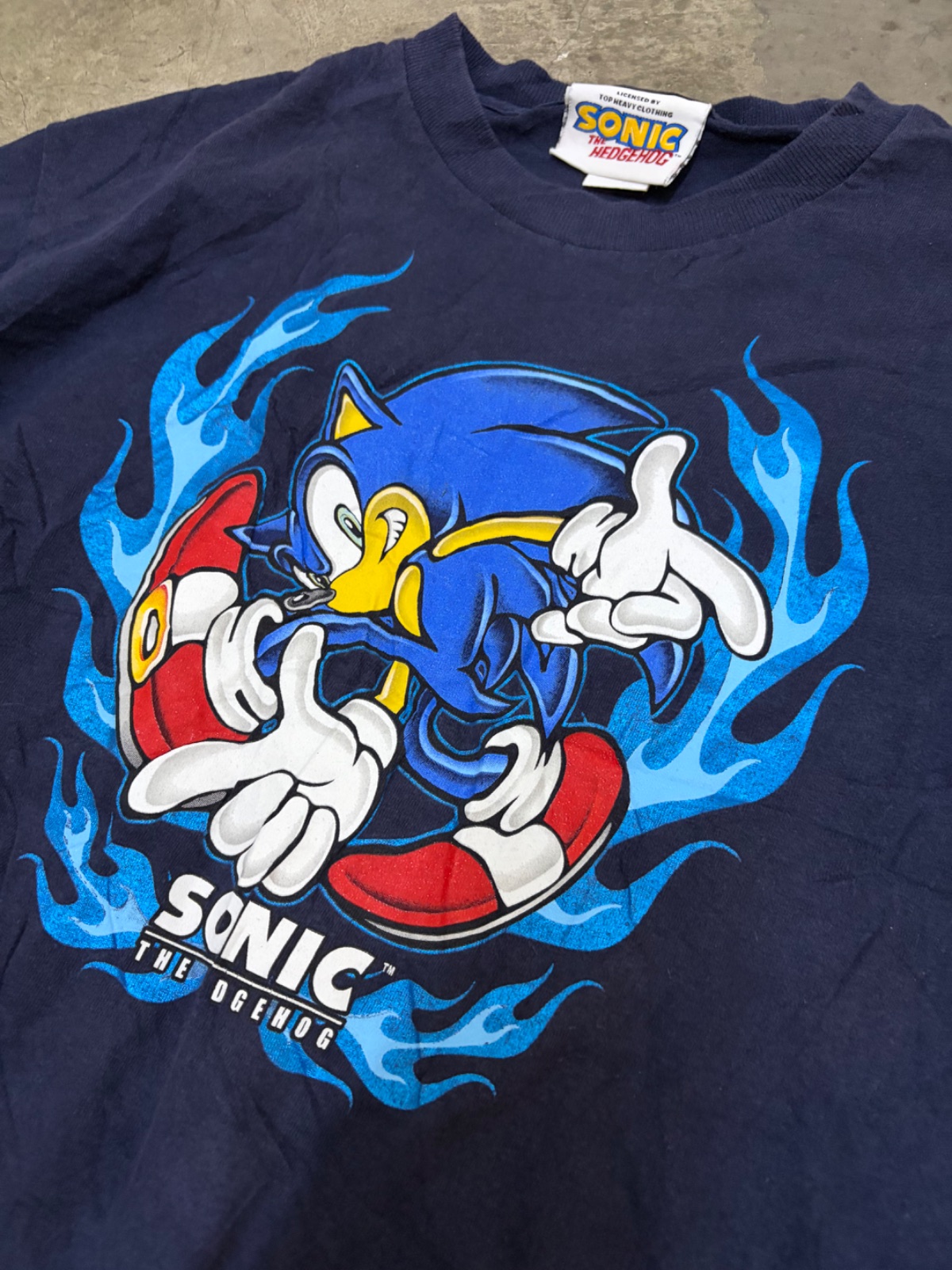 2007 Sonic The Hedgehog Blue Flame Graphic T-Shirt Size L — gambar 2