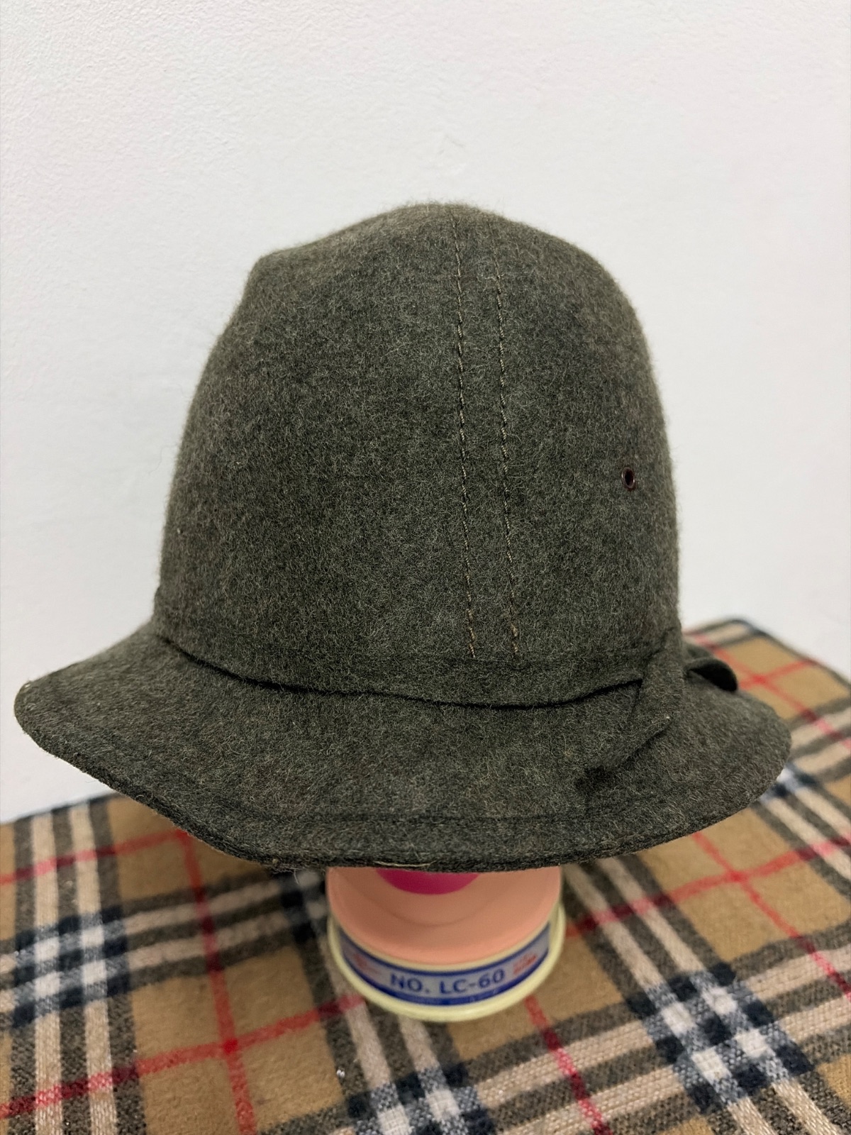 Vintage Olive Green Wool Felt Military Style Hat – Old Field Outdoor Cap