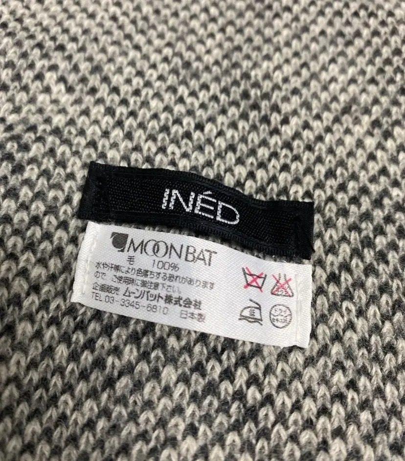 INED by Yohji Yamamoto Wool Knit Scarf Snowflake Pattern Japan Designer Winter M — gambar 4