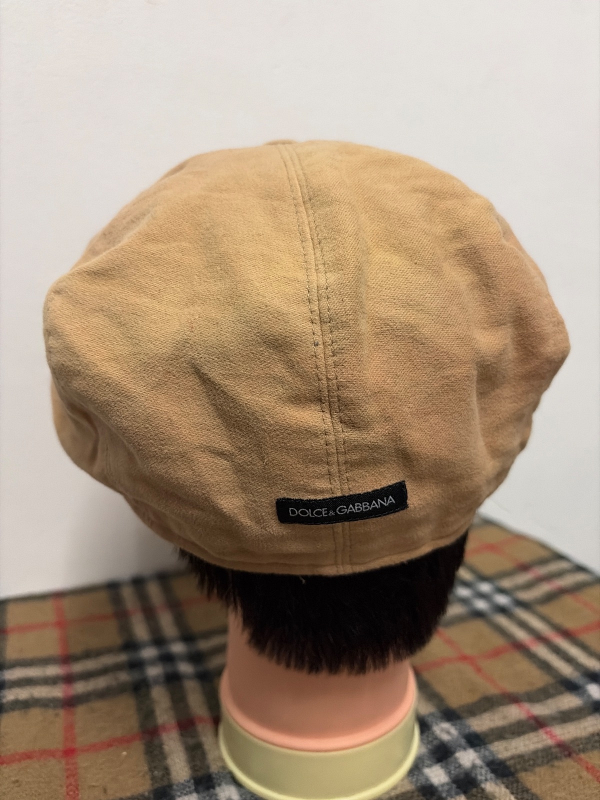 Dolce & Gabbana Cotton Newsboy Cap Beige Size 59 Made in Italy Flawed — gambar 3