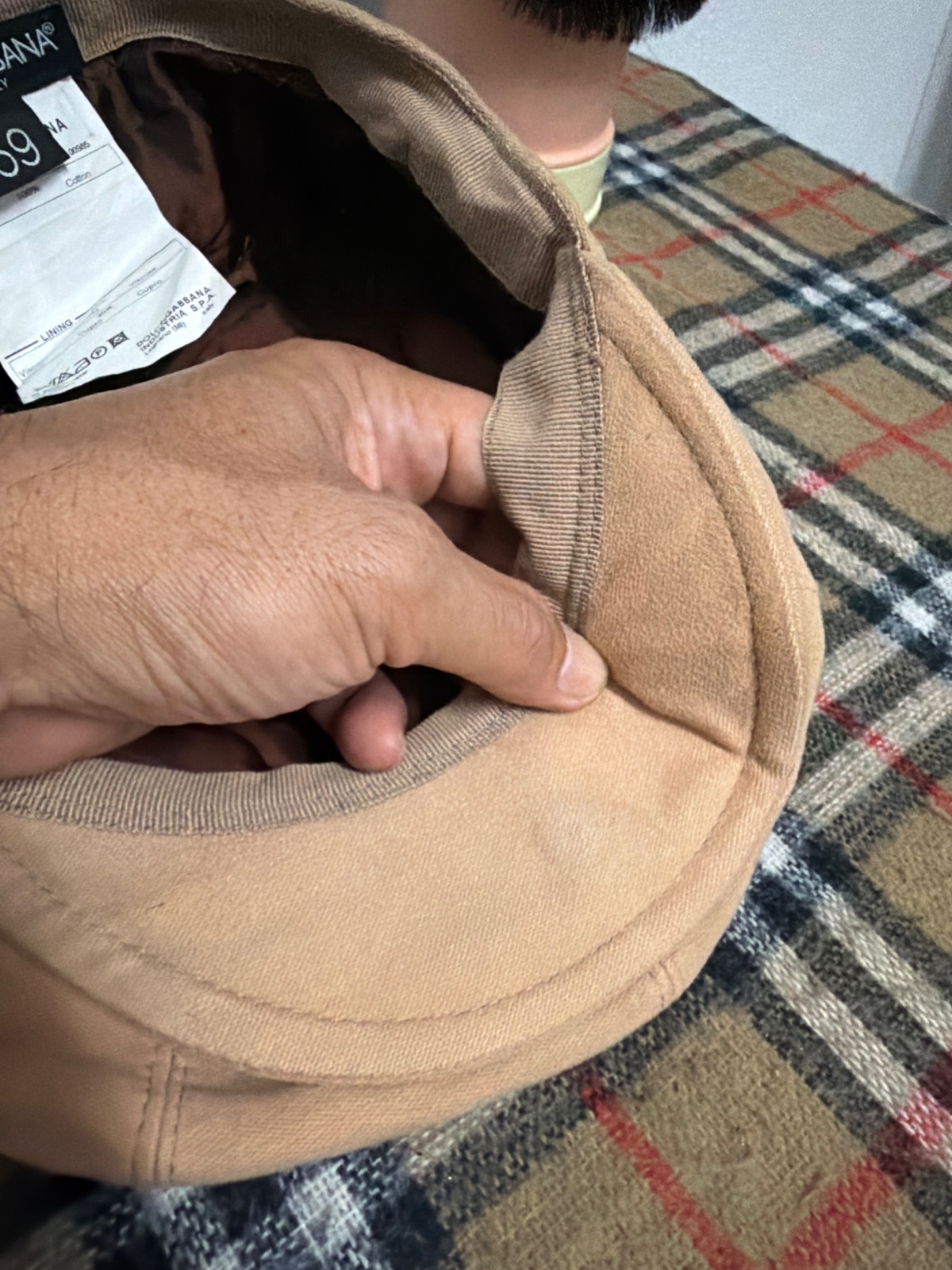 Dolce & Gabbana Cotton Newsboy Cap Beige Size 59 Made in Italy Flawed — gambar 5