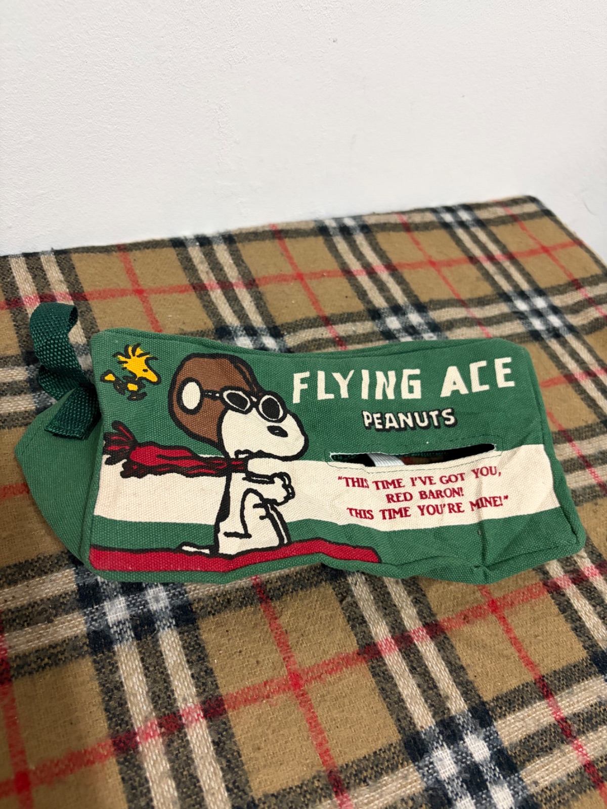 Peanuts Snoopy Flying Ace Car Visor Tissue Holder Green 2011